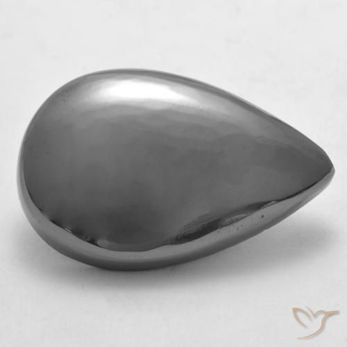 Ematite Grigio argento naturale da 27.12 ct, Forma a pera, Opaco