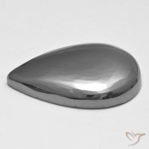 Ematite Grigio argento naturale da 27.12 ct, Forma a pera, Opaco