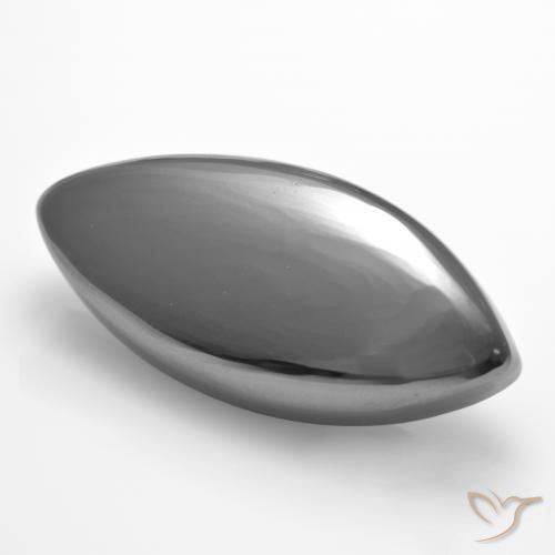 Ematite Grigio argento naturale da 26.80 ct, Taglio marquise, Opaco
