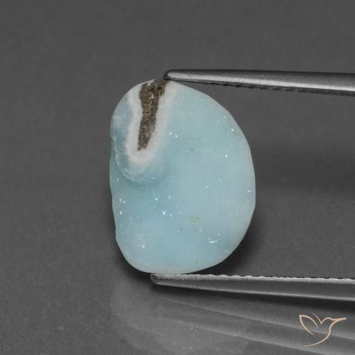 5.75ct Naturale Verde bluastro chiaro Druse emimorfite, Taglio a fantasia, Opaco