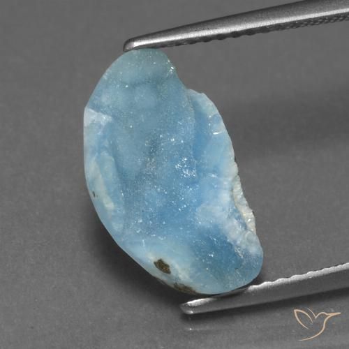 4.24ct Naturale Blu elettrico azzurro Druse emimorfite, Taglio a fantasia, Opaco