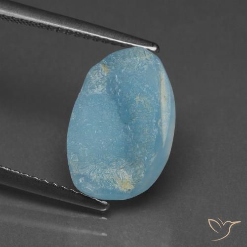 5.68ct Naturale Blu acqua Druse emimorfite, Taglio a fantasia, Opaco