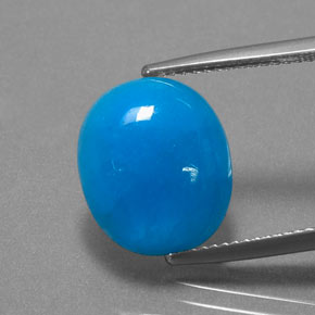 Emimorfite naturale blu da 9,08 ct, taglio ovale, traslucido