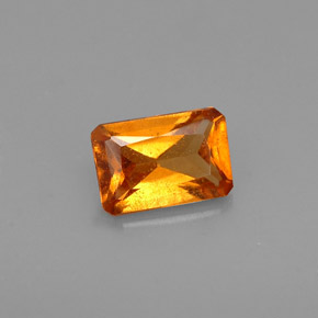 Granato essonite naturale arancione da 0,63 ct, taglio smeraldo, VS