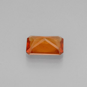 Granato essonite naturale arancione da 0,56 ct, taglio smeraldo, VS-SI