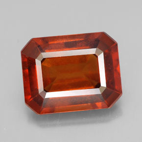 Granato essonite naturale arancione da 6,53 ct, taglio smeraldo, VS