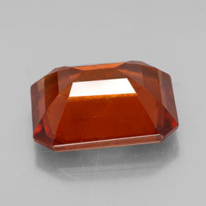 Granato essonite naturale arancione da 6,53 ct, taglio smeraldo, VS