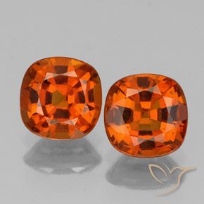 Gemme di granato essonite arancione ambra naturale da 1,96 ct, taglio a cuscino, VS-SI