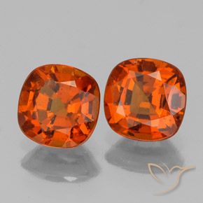 Gemme di granato essonite arancione ambra naturale da 1,96 ct, taglio a cuscino, VS-SI