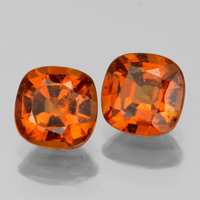 Gemme di Granato hessonite Arancione Ambra naturale da 2.14 ct, Taglio a cuscino, VS-SI
