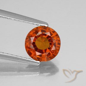 Granato hessonite Arancione rossastra naturale da 1.22 ct, Taglio rotondo, VS-SI