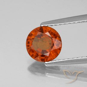 Granato hessonite Arancione rossastra naturale da 1.22 ct, Taglio rotondo, VS-SI