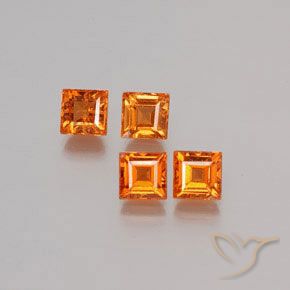 Gemme di Granato hessonite Arancione scuro naturale da 1.50 ct, Quadrato, VS
