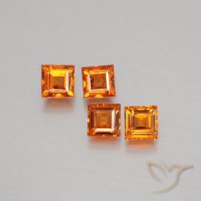 Gemme di Granato hessonite Arancio medio-scuro naturale da 1.38 ct, Quadrato, VS