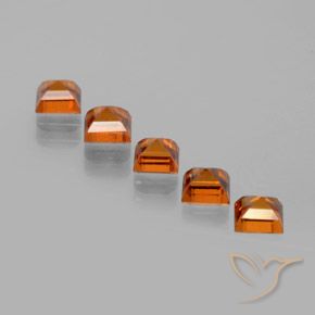 Gemme di Granato hessonite Arancio Medio naturale da 1.86 ct, Quadrato, VS