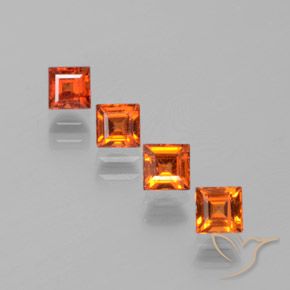 Gemme di Granato hessonite Arancio medio-scuro naturale da 1.39 ct, Quadrato, VS