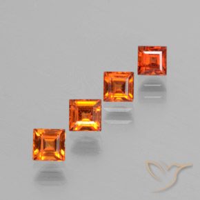 Gemme di Granato hessonite Arancio medio-scuro naturale da 1.39 ct, Quadrato, VS