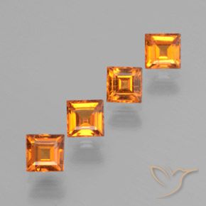 Gemme di Granato hessonite Arancio Medio naturale da 1.30 ct, Quadrato, VS