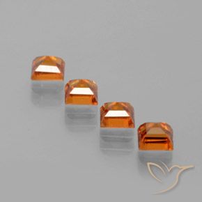Gemme di Granato hessonite Arancio Medio naturale da 1.30 ct, Quadrato, VS