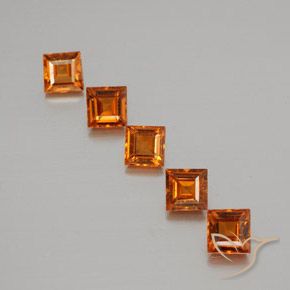 Gemme di Granato hessonite Arancio medio-scuro naturale da 1.59 ct, Quadrato, VS