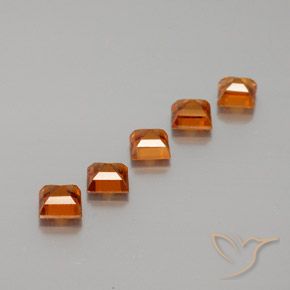 Gemme di Granato hessonite Arancio medio-scuro naturale da 1.59 ct, Quadrato, VS