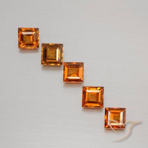 Gemme di Granato hessonite Arancione scuro naturale da 1.43 ct, Quadrato, VS