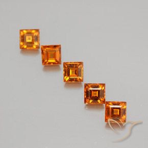 Gemme di Granato hessonite Arancio Medio naturale da 1.64 ct, Quadrato, VS