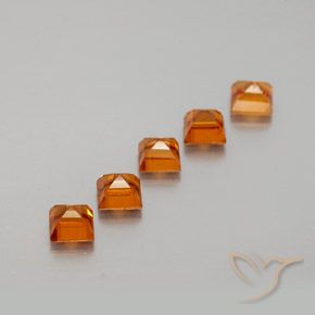 Gemme di Granato hessonite Arancio Medio naturale da 1.64 ct, Quadrato, VS