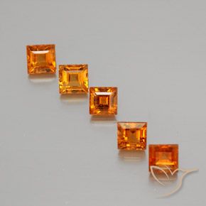 Gemme di Granato hessonite Arancio giallastro naturale da 1.99 ct, Quadrato, VS