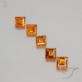Gemme di Granato hessonite Arancio giallastro naturale da 1.33 ct, Quadrato, VS