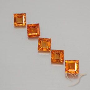 Gemme di Granato hessonite Arancio Medio naturale da 1.80 ct, Quadrato, VS