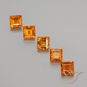 Gemme di Granato hessonite Arancio Medio naturale da 1.89 ct, Quadrato, VS