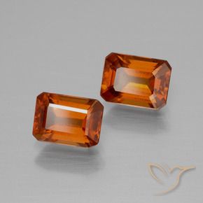 Gemme di Granato hessonite Arancio medio-scuro naturale da 2.59 ct, Ottagonale / Taglio smeraldo, VS