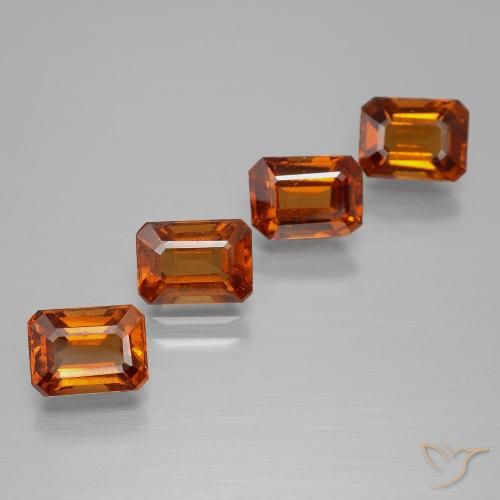 Gemme di Granato hessonite Arancione scuro naturale da 4.79 ct, Ottagonale / Taglio smeraldo, VS