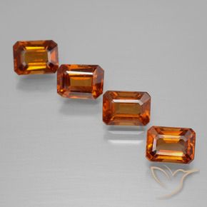 Gemme di Granato hessonite Arancione scuro naturale da 4.79 ct, Ottagonale / Taglio smeraldo, VS