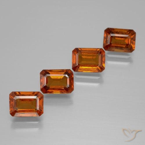 5.00ctw Naturale Arancio Medio Granato hessonite, Taglio smeraldo, VS
