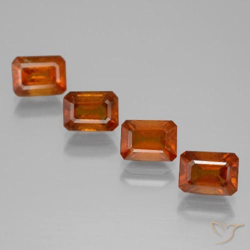 5.05ctw Naturale Arancio Medio Granato hessonite, Taglio smeraldo, VS-SI