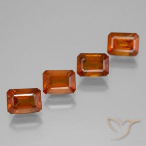 Gemme di Granato hessonite Arancio Medio naturale da 5.05 ct, Ottagonale / Taglio smeraldo, VS-SI