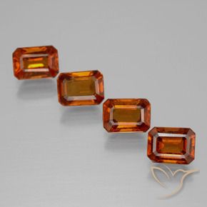 Gemme di Granato hessonite Arancio Medio naturale da 4.49 ct, Ottagonale / Taglio smeraldo, VS
