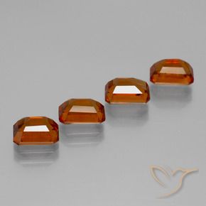 Gemme di Granato hessonite Arancio Medio naturale da 4.49 ct, Ottagonale / Taglio smeraldo, VS