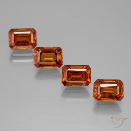 4.86ctw Naturale Arancio Medio Granato hessonite, Taglio smeraldo, VS