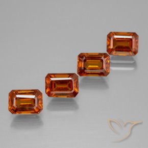Gemme di Granato hessonite Arancio Medio naturale da 4.86 ct, Ottagonale / Taglio smeraldo, VS