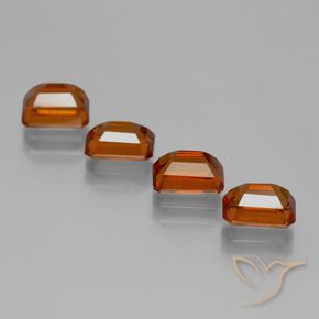 Gemme di Granato hessonite Arancio Medio naturale da 4.86 ct, Ottagonale / Taglio smeraldo, VS