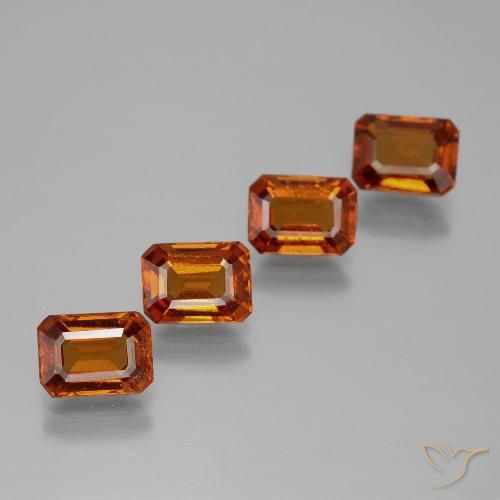 4.35ctw Naturale Arancio Medio Granato hessonite, Taglio smeraldo, VS