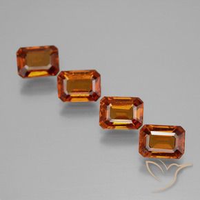 Gemme di Granato hessonite Arancio Medio naturale da 4.35 ct, Ottagonale / Taglio smeraldo, VS