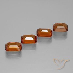 Gemme di Granato hessonite Arancio Medio naturale da 4.35 ct, Ottagonale / Taglio smeraldo, VS