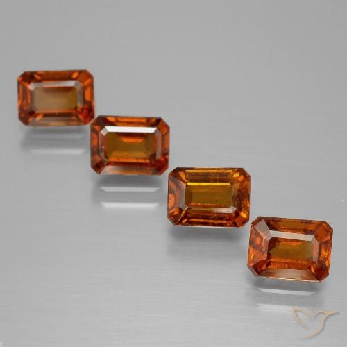 5.07ctw Naturale Arancio Medio Granato hessonite, Taglio smeraldo, VS