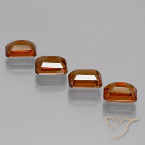Gemme di Granato hessonite Arancio Medio naturale da 5.07 ct, Ottagonale / Taglio smeraldo, VS