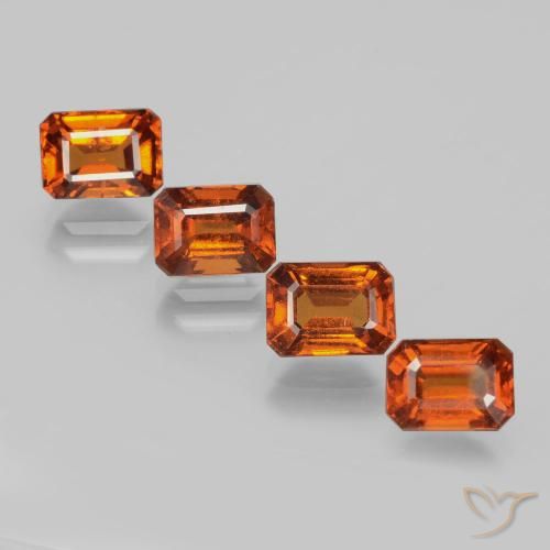 5.27ctw Naturale Arancio medio-scuro Granato hessonite, Taglio smeraldo, VS-SI