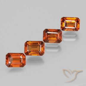 Gemme di Granato hessonite Arancio medio-scuro naturale da 5.27 ct, Ottagonale / Taglio smeraldo, VS-SI